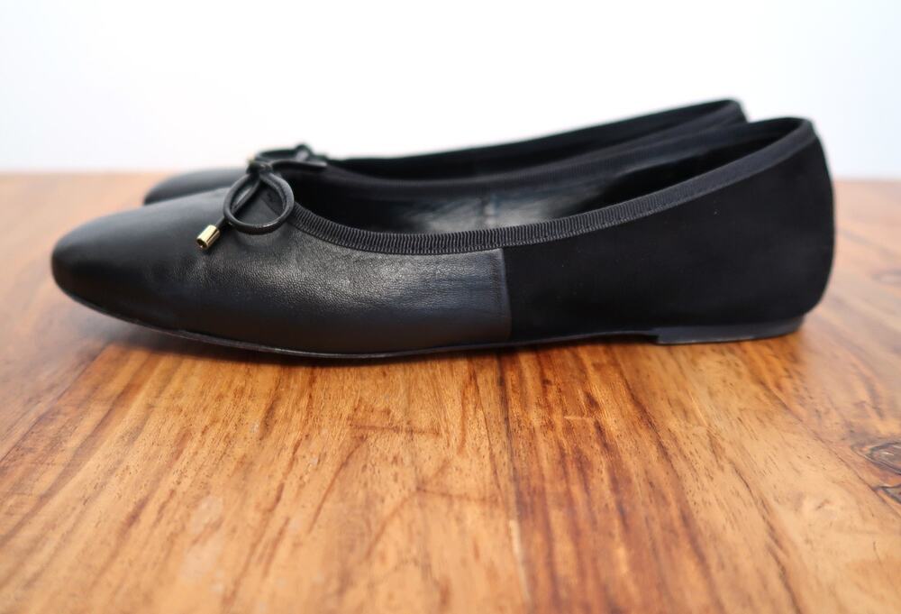 LAFAYETTE 148 NEW YORK Elena Leather Velvet Ballet Flats Neiman Marcus 37 7 $398